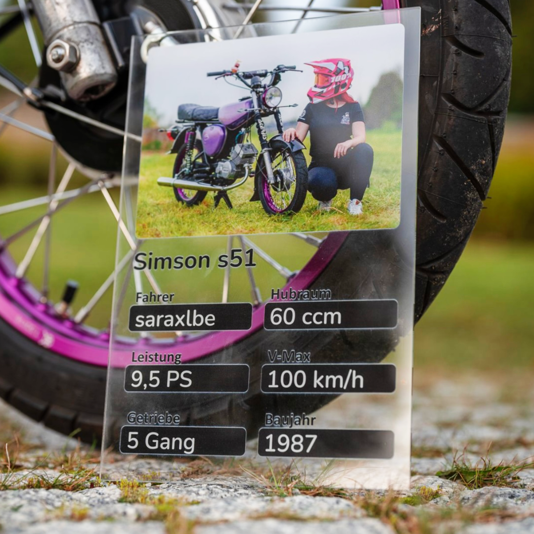 🛵 PrintYourSimson Collect Edition – Deine Simson als Acrylglas-Karte